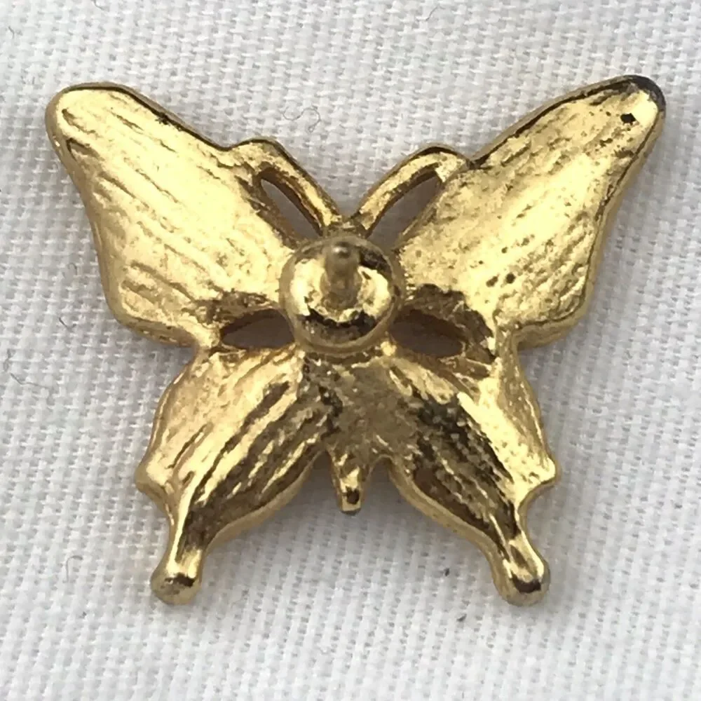 Gold Tone Butterfly Pin Brooch Womens Insect Textured Vintage Fashion